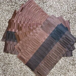 EUC Set Of 8 Brown and Black Textured Placemats